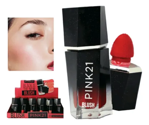 Rubor Líquido Con Esponja Pink 21 Black Is The New Blush Tono 01 7ml