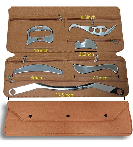 Set 6 En 1 Gua Sha Acero Inoxidable Masaje Corporal