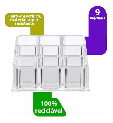 Organizador Acrílico Multiusos Para Lápices Labiales Pincel Color Transparente