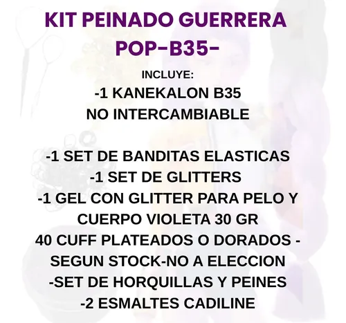 Kit Trenza Kanekalon A35 Violeta Kpop Peinado Guerreras Lfme