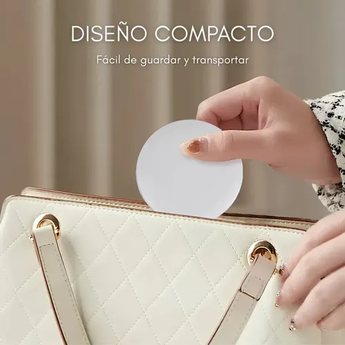 Espejo Maquillaje Con Led Portátil Viajes Recargable Usb-c Blanco