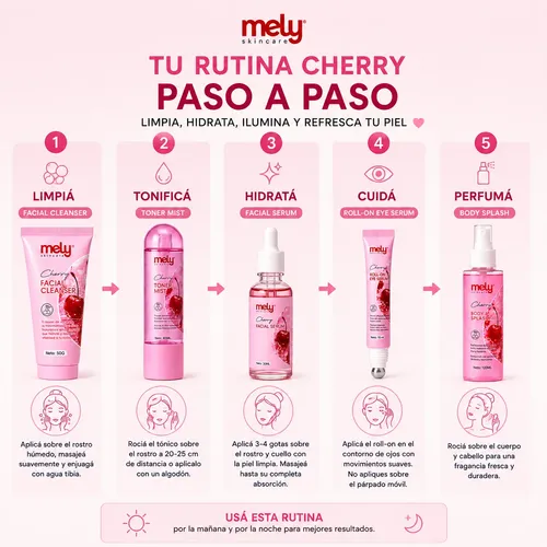 Rutina Skincare L. Cherry Mely 5 Pasos Hidratante Dia/noche