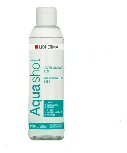 Agua Micelar Loción Aquashot Desmaquillante Lidherma 3 En 1