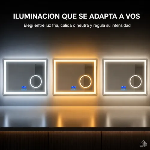Espejo Luz Led Desempañador Baño Vestidor 50×70 Bluetooth