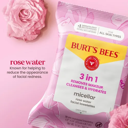 Toallitas Micelares Con Agua De Rosas De Burt’s Bees, 30 Uni