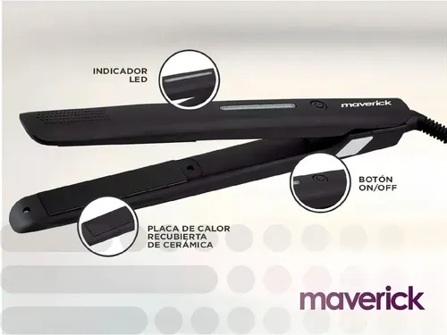 Plancha De Pelo Profesional Planchita Maverick Ceramic Color Negro