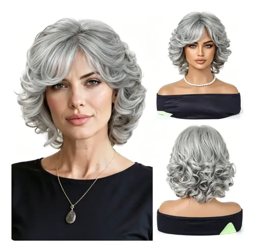 Peluca Bob Corto Rizado Para Mujer, Estilo Voluminoso 30cm