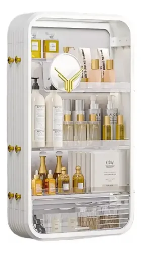 Organizador De Cosmeticos De Pared Flotante Adhesivo Blanco