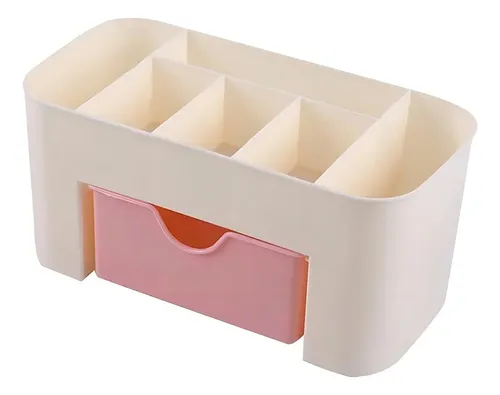 Organizador De Plástico 6 Divisiones Maquillaje Multiuso LG Color Rosa