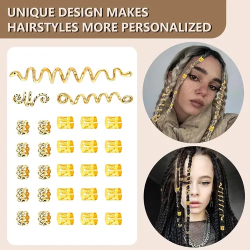 Set De 28 Aros De Pelo En Espiral, Trenzas Y Accesorios