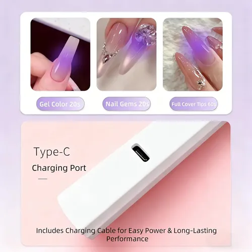 Lámpara Uv Portátil Blanca Para Uñas Gel Con Pantalla Led