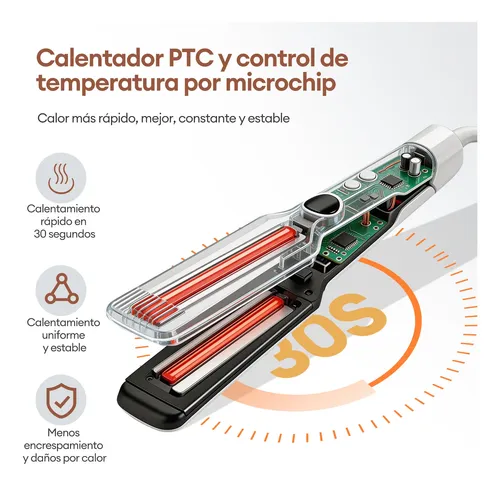 Plancha De Cabello Profesional 2 En 1 Alaciadora Ancha Lcd Blanco