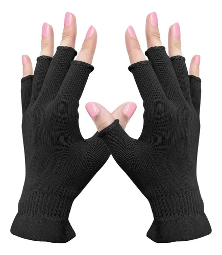 Guantes Sin Dedos Hidratantes Negros Para Piel Seca Uv