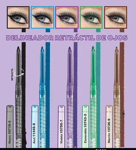 Delineador Retractil Ojos Negro, Marrón, Violeta, Azul Avon