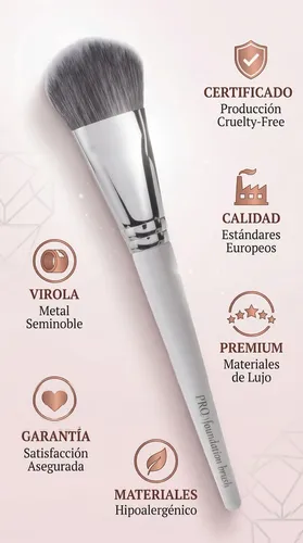 Brocha Maquillaje Base Pro Foundation Biselada Best Seller
