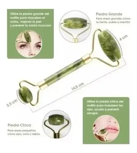 Masajeador Rodillos Piedra Jade Facial Corporal