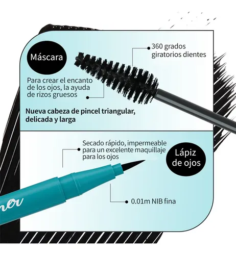 Máscara De Pestañas Rimel Waterproof Antiborroso Alargador