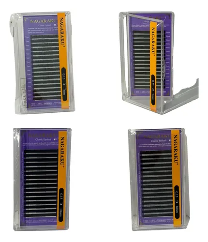 Kit Nagaraku Extensiones De Pestañas Clásicas 0.15 Curva D Largos 7 Al 10 Mm