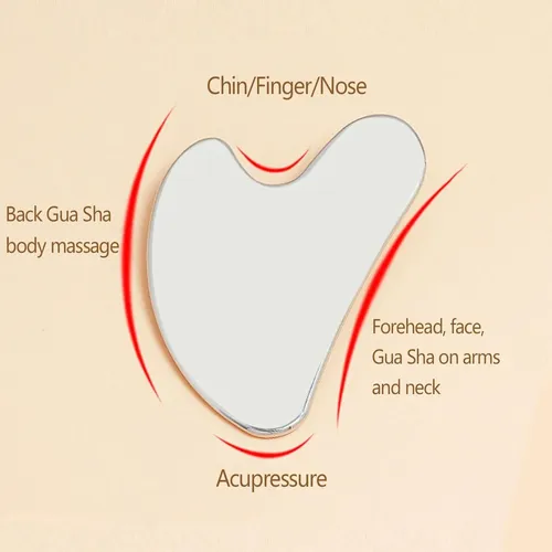 Raspador Gua Sha Acero Facial Y Corporal Color Plata
