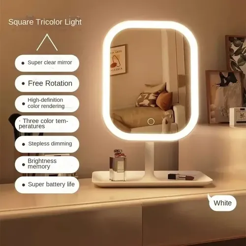 Q Espejo Tocador Led Recargable 3 Colores Luces Regulables M