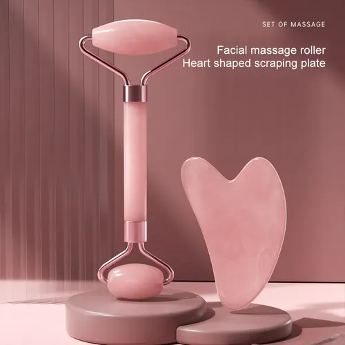 L Rodillo Facial Y Piedra Gua Sha De Cuarzo Rosa
