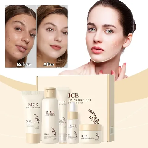 Conjunto De Cuidado De La Piel De Arroz De 5pcs Para Mujeres