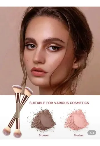 Brocha Dual De Maquillaje Mango Plastico Generica