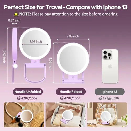Espejo De Aumento B Beauty Planet 18cm Púrpura Plegable