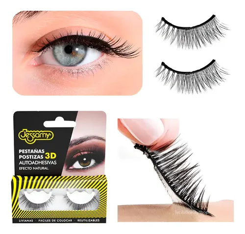 Pestañas Postizas Autoadhesivas 3d S/ Pegamento Jessamy P229