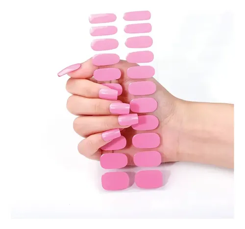 Tiras De Uñas de Gel Premium 22u Autoadhesivas – No Necesitan Lámpara Uv – Rosa Chicle