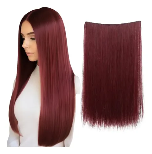 Cortinas De Pelo Extensiones Borgoña Rojizo Colorado