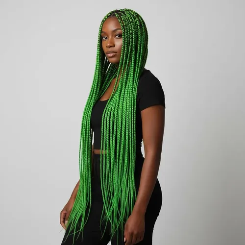 Kanekalon Extension Pelo Termico Trenza Africana 60cm Lfme Verde Fluo A26