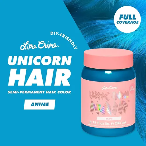 Tinte Semipermanente Unicorn Hair Lime Crime Anime Azul