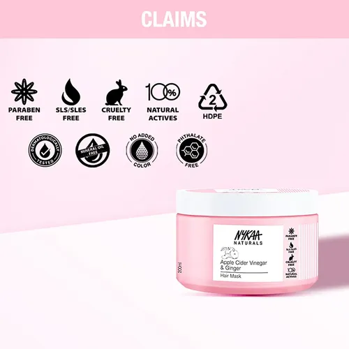 Mascarilla Capilar Nykaa Naturals, Vinagre De Manzana Y Jeng