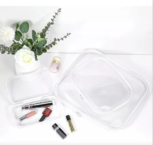 Pack X3 Estuches C/cierre Organizador Maquillajes Cosmeticos Color Blanco