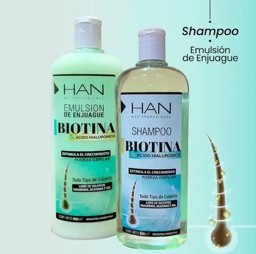 Han Shampoo Biotina Y Acido Hialuronico 500ml
