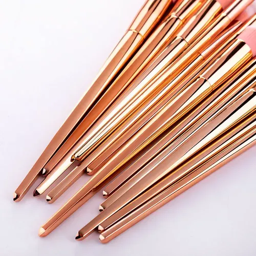Nuevo Set De 12 Pinceles De Maquillaje En Oro Rosa