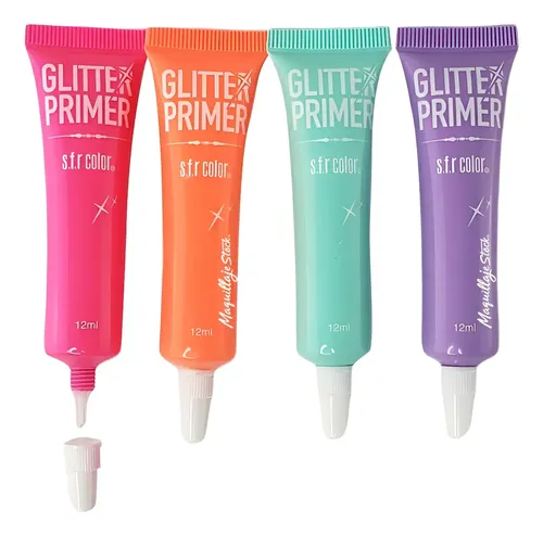 4 Primer Glitter Efecto Fijador Brillo Crema Color