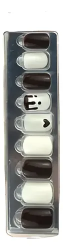 Tips de Uñas Cuadradas Brillantes Autoadhesivas Cherimoya Pack 30 Uds