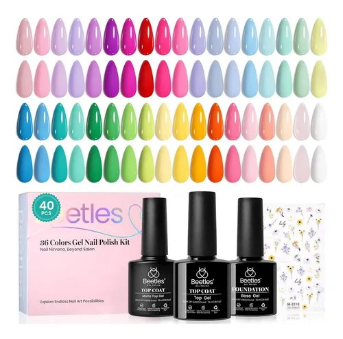 Set Gel Uñas Beetles Pastel Petal Symphony 36-40 Piezas
