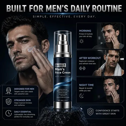 Crema Facial 6-en-1 Para Hombres Waeski, 1.76 Fl Oz