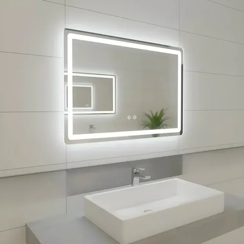 Espejo De Baño Led Touch 80×60 Cm Anti Empañante Moderno Blanco
