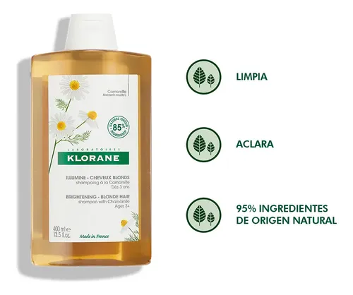 Shampoo Klorane Manzanilla en frasco de 400mL por 1 unidad
