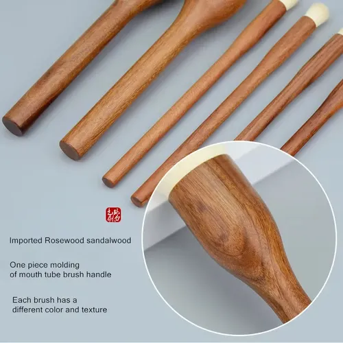 6pcs Sandalwood Makeup Brush For Foundation Blush Blender Bordó