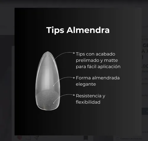 Tips Soft Gel Almendra Prelimado Caja X120 Press On Premium
