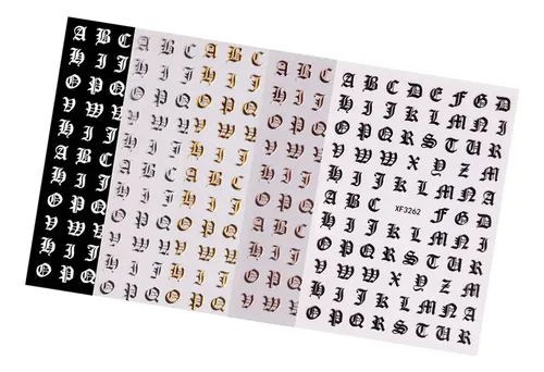 2 Paquete De 5 Adhesivas Para Uñas Para Mujer, Letras, .