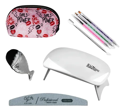 Kit Uñas Manicura Basico Mini Cabina Pinceles Lima Brocha