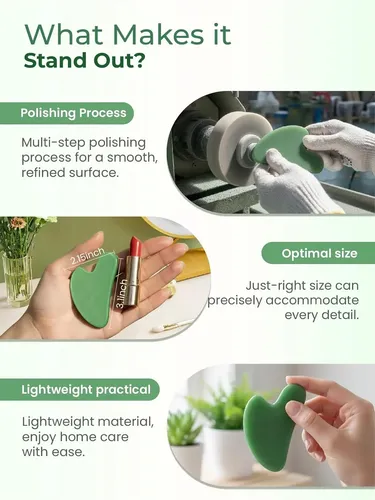 Herramienta Gua Sha Facial Verde Para Drenaje Linfático