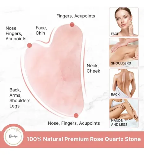 Facial Gua Sha Guashape, Cuarzo Rosa Natural Para Esculpir L