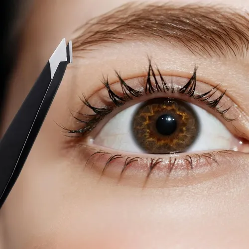 Pinzas Negras Acero Inoxidable Para Cejas Y Vello Facial